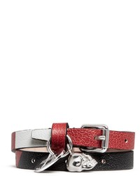 Nobrand Double Wrap Skull Abstract Print Leather Bracelet