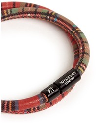 Tateossian Edinburgh Plaid Leather Double Wrap Bracelet