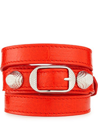 Balenciaga Giant 12 Leather Bracelet Red