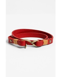 Griffin Nail Hook Leather Wrap Bracelet Red