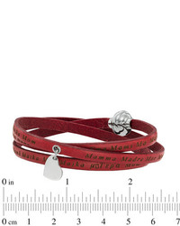 Zales Languages Of Mom Red Leather Bracelet With Stainless Steel Heart Charm 75