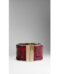 Burberry Leather Trim Painted Python Cuff