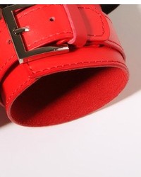 ChicNova Red Wide Leather Bracelet With Pin Buckle Detail