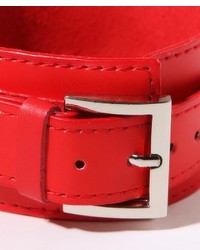 ChicNova Red Wide Leather Bracelet With Pin Buckle Detail
