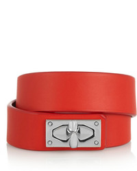 Givenchy Shark Lock Bracelet In Leather And Palladium Tone Brass
