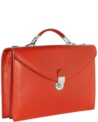 L.a.p.a. Ruby Red Double Gusset Leather Briefcase