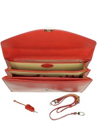 L.a.p.a. Ruby Red Double Gusset Leather Briefcase