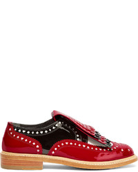 Robert Clergerie Disney Royal Laser Cut Patent Leather Brogues Red