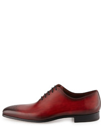 Neiman Marcus Leather Lace Up Shoe Red