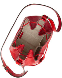 Gucci Bright Diamante Small Leather Bucket Bag Red