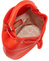 Furla Brooklyn Small Leather Drawstring Bucket Bag Arancio