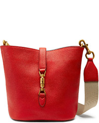 Gucci Jackie Soft Leather Bucket Bag Red