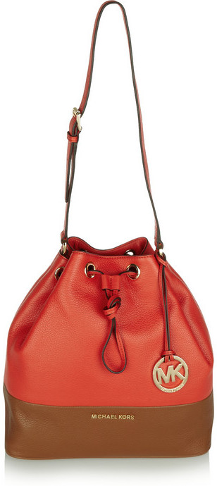 Michael Kors 'jules' Leather Crossbody Bucket Bag in Red