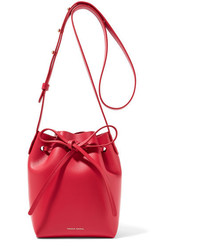 Mansur Gavriel Mini Mini Leather Bucket Bag Red
