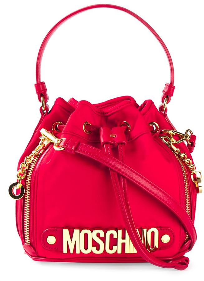 Overcoat Line of sight Perioperative period Moschino Logo Bucket Shoulder Bag, $495 | farfetch.com | Lookastic