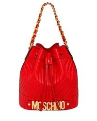 Moschino Quilted Biker Nappa Leather Bucket Bag