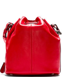 Alexander McQueen Red Leather Bucket Bag