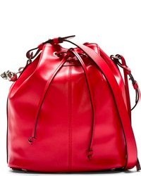 Alexander McQueen Red Leather Bucket Bag