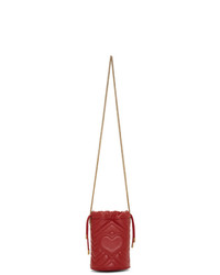 Gucci Red Mini Gg Marmont Bucket Bag