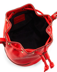 Neiman Marcus Sierra Faux Leather Bucket Crossbody Bag Red