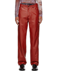 Red Leather Chinos