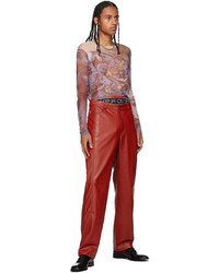 Y/Project Red Faux Leather Boxer Trousers