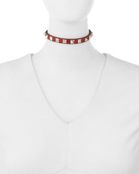 Valentino Small Rockstud Leather Choker Necklace