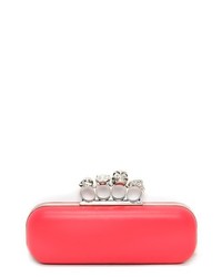 Alexander McQueen Knuckle Clasp Leather Clutch Pink