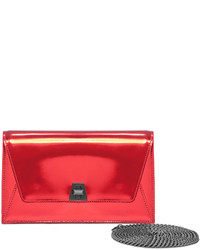 Akris Anouk City Small Leather Envelope Clutch Bag Scarlet Metallic