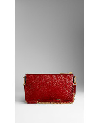 Burberry Patent Heritage Grain Leather Clutch Bag