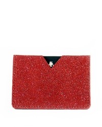 Carnet de Mode Card Holder Suede Leather Sparkling Red