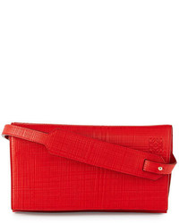 Loewe Crosshatched Leather Flap Top Clutch Bag