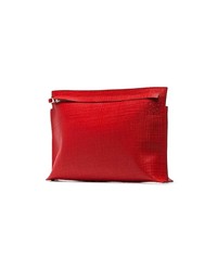Loewe Devil Red Linen Look Leather Clutch Bag