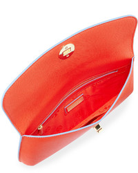 Tory Burch Diana Saffiano Leather Clutch Bag Poppy Red