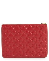 Comme des Garcons Large Embossed Leather Pouch Red