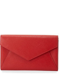Neiman Marcus Leather Envelope Clutch Bag Red