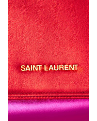 Saint Laurent Letters Metallic Leather Clutch