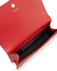 Saint Laurent Monogram Leather Small Clutch Bag Red