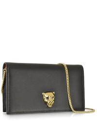 Roberto Cavalli Panther Leather Clutch Wchain Strap