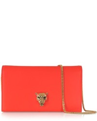 Roberto Cavalli Panther Leather Clutch Wchain Strap