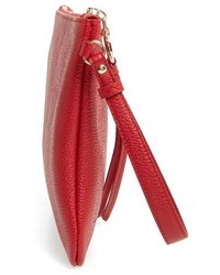 Salvatore Ferragamo Pebbled Leather Wristlet Clutch Red