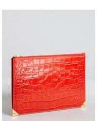Alexander Wang Red Croc Embossed Leather Prisma Zip Pouch