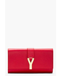 Saint Laurent Red Leather Y Clutch