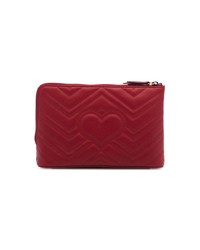Gucci Red Marmont 20 Leather Pouch
