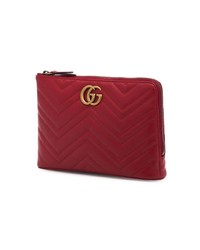 Gucci Red Marmont 20 Leather Pouch