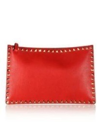Valentino Rockstud Grained Leather Zip Pouch