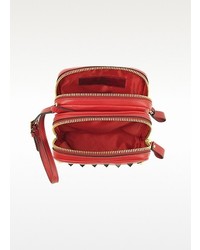 Valentino Rockstud Red Leather Double Pouch