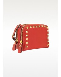 Valentino Rockstud Red Leather Double Pouch
