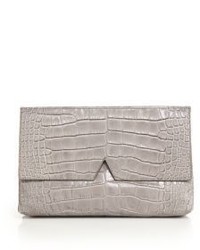 Vince Signature Collection Medium Crocodie Embossed Leather Clutch