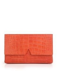 Vince Signature Collection Medium Crocodie Embossed Leather Clutch